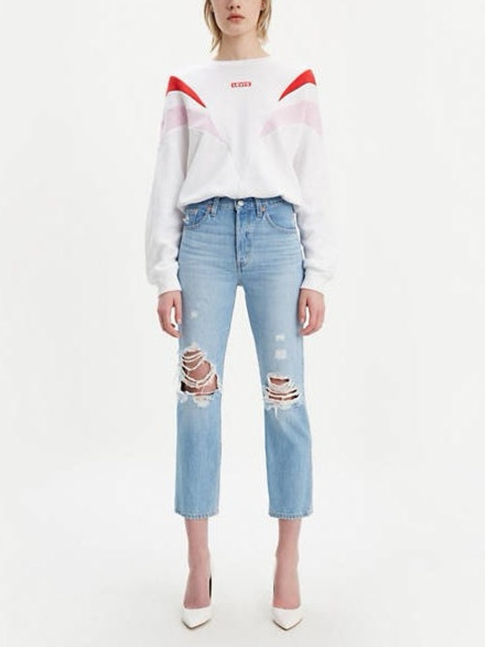 Levi's 501 Original Cropped Ripped Jeans